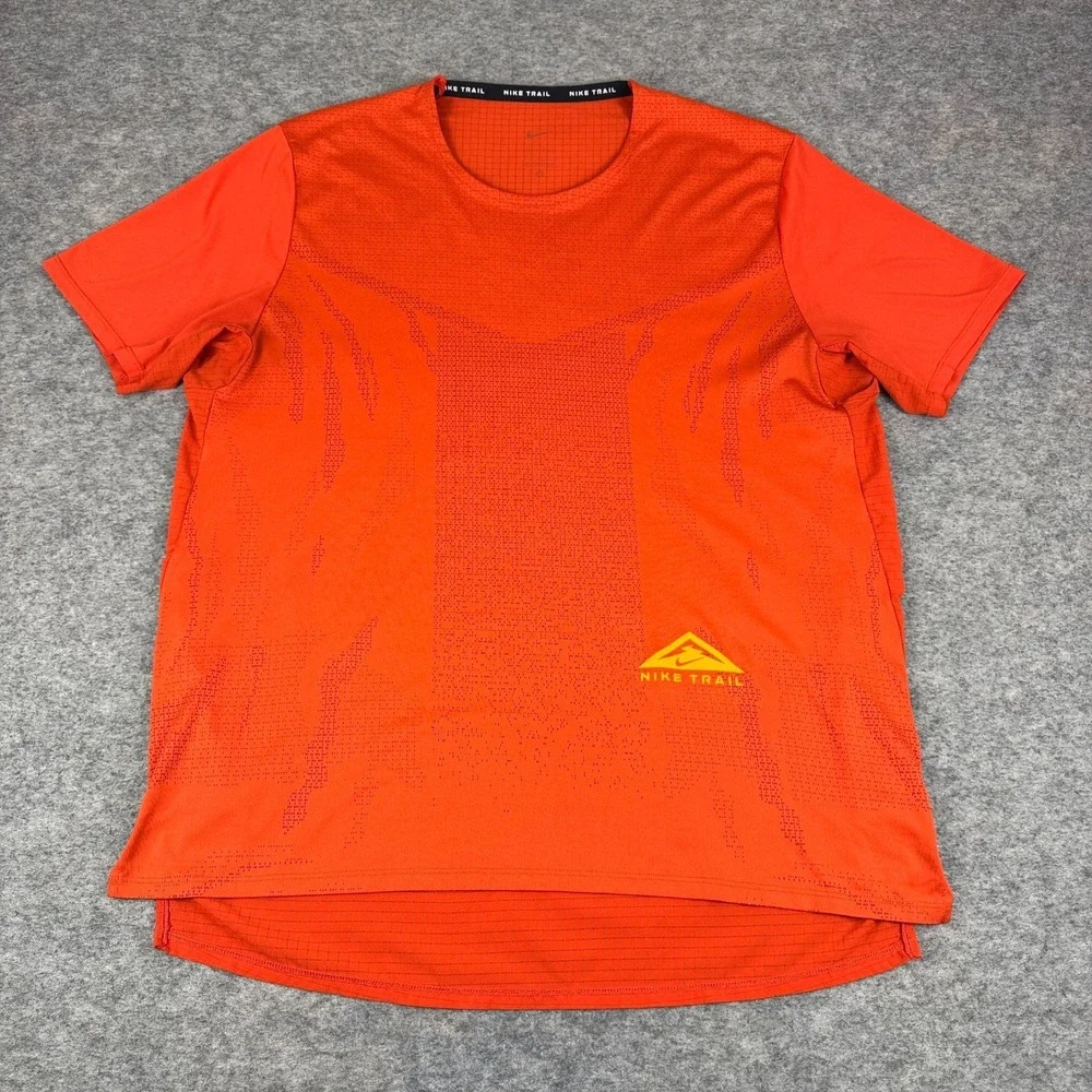 Nike Trail Rise 365 Dri Fit Shirt Polyester Orange Mens Large L